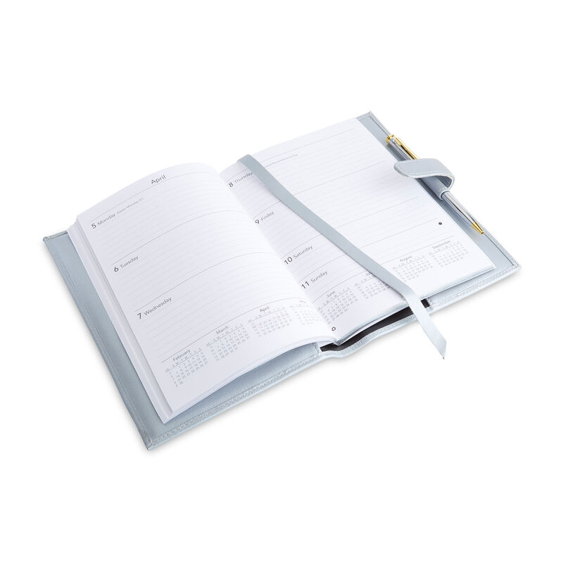 Royce Personalized 2023 Silver Leather Executive Weekly Planner image number 1