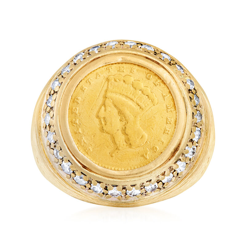 C. 2000 Vintage .52 ct. t.w. Diamond Coin Ring in 14kt Yellow Gold image number 0