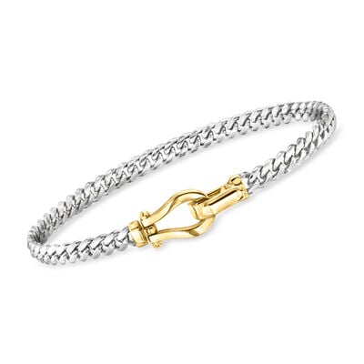 Silver and 14kt Gold-Plated Curb-Link Bracelet