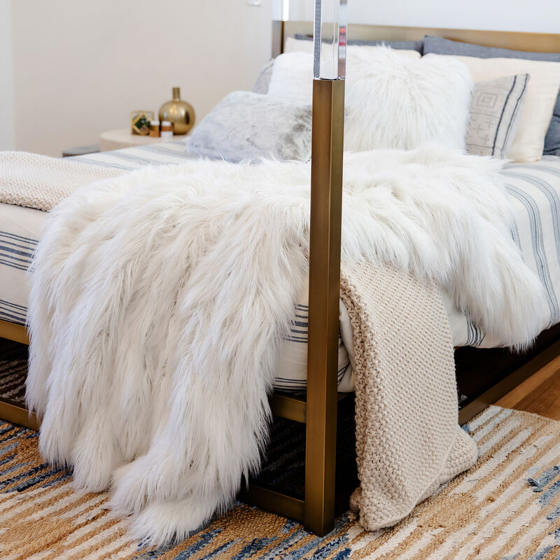 Signature Series White Mink Faux Fur Throw Blanket image number 3