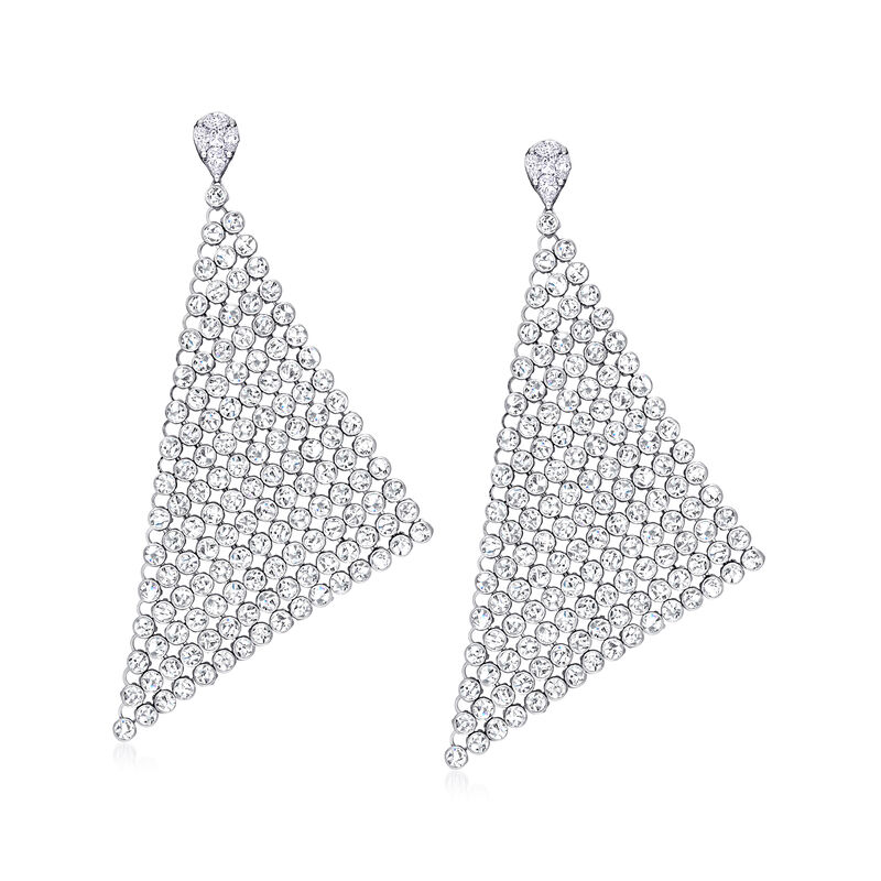 13.56 ct. t.w. Bezel-Set Diamond Triangular Drop Earrings in 14kt White Gold image number 0