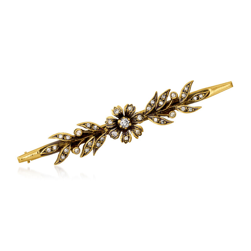 C. 1950 Vintage .57 ct. t.w. Diamond Bar Pin in 18kt Yellow Gold  image number 0