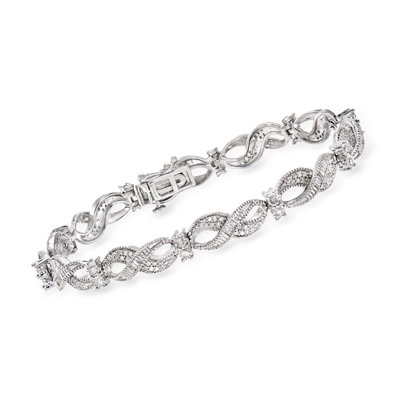 1.00 ct. t.w. Diamond Infinity-Link Bracelet in Sterling Silver image number 0