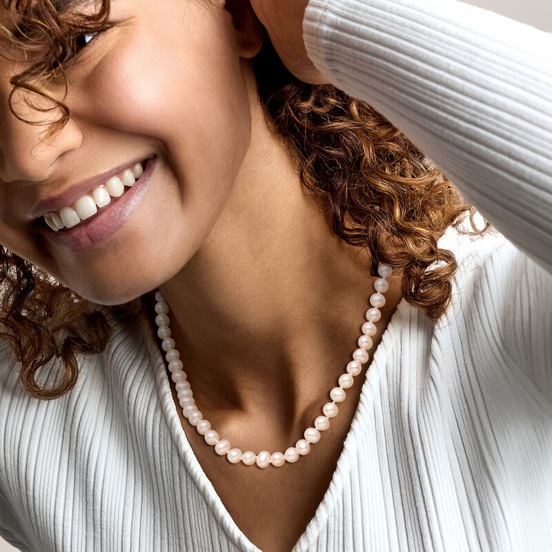 6-7mm Cultured Pearl Necklace with 14kt White Gold image number 1