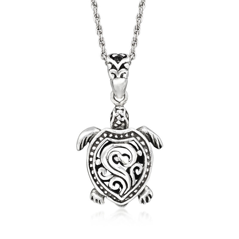 Sterling Silver Turtle Jewelry Set: Necklace and Drop Earrings. 18&quot; image number 3