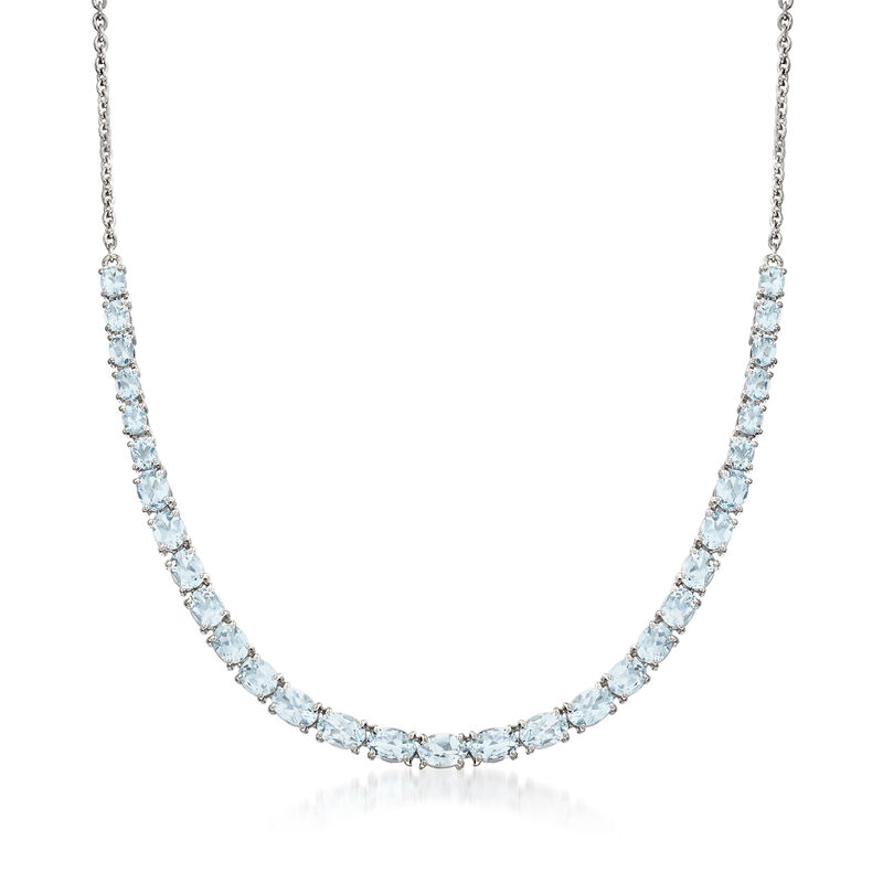 8.80 ct. t.w. Aquamarine Graduated Necklace in Sterling Silver image number 0