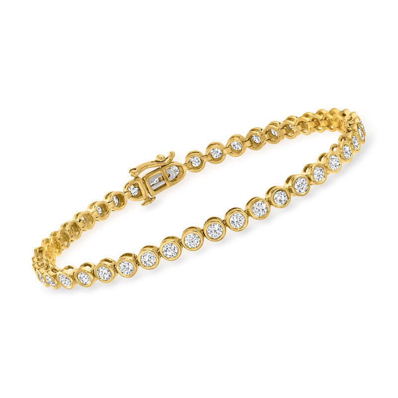 3.00 ct. t.w. Bezel-Set Diamond Tennis Bracelet in 14kt Yellow Gold image number 0