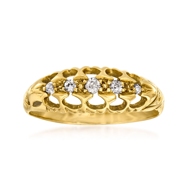 C. 1913 Vintage .10 ct. t.w. Diamond Ring in 18kt Yellow Gold with English Hallmark. Size 6.75 image number 0