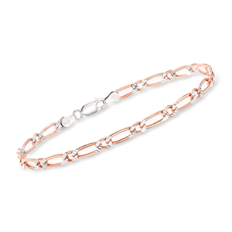 Italian Two-Tone Sterling Silver Figaro-Link Bracelet image number 0