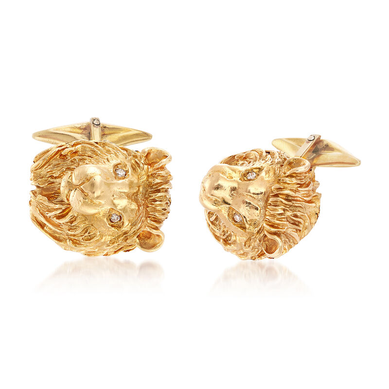 C. 1960 Vintage Men's Lion Cufflinks in 14kt Yellow Gold image number 0