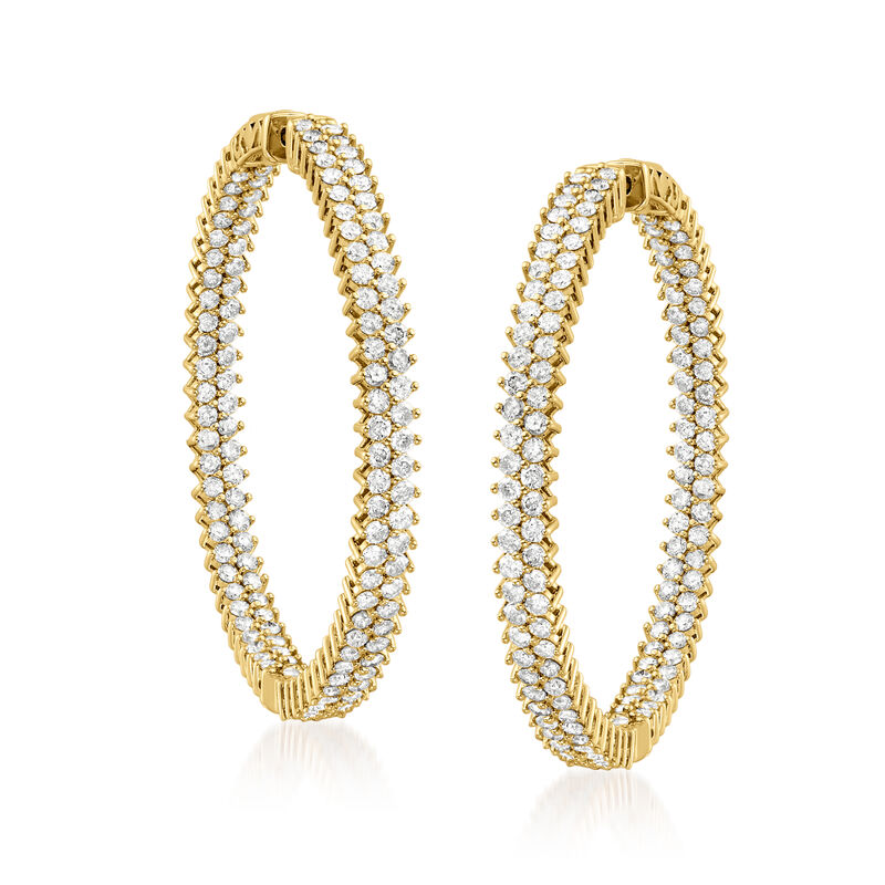 5.00 ct. t.w. Diamond Inside-Outside Hoop Earrings in 18kt Gold Over Sterling image number 2