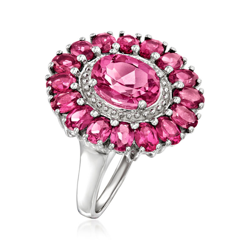 2.00 Carat Pink Topaz Ring with 3.20 ct. t.w. Rhodolite Garnet in Sterling Silver image number 2