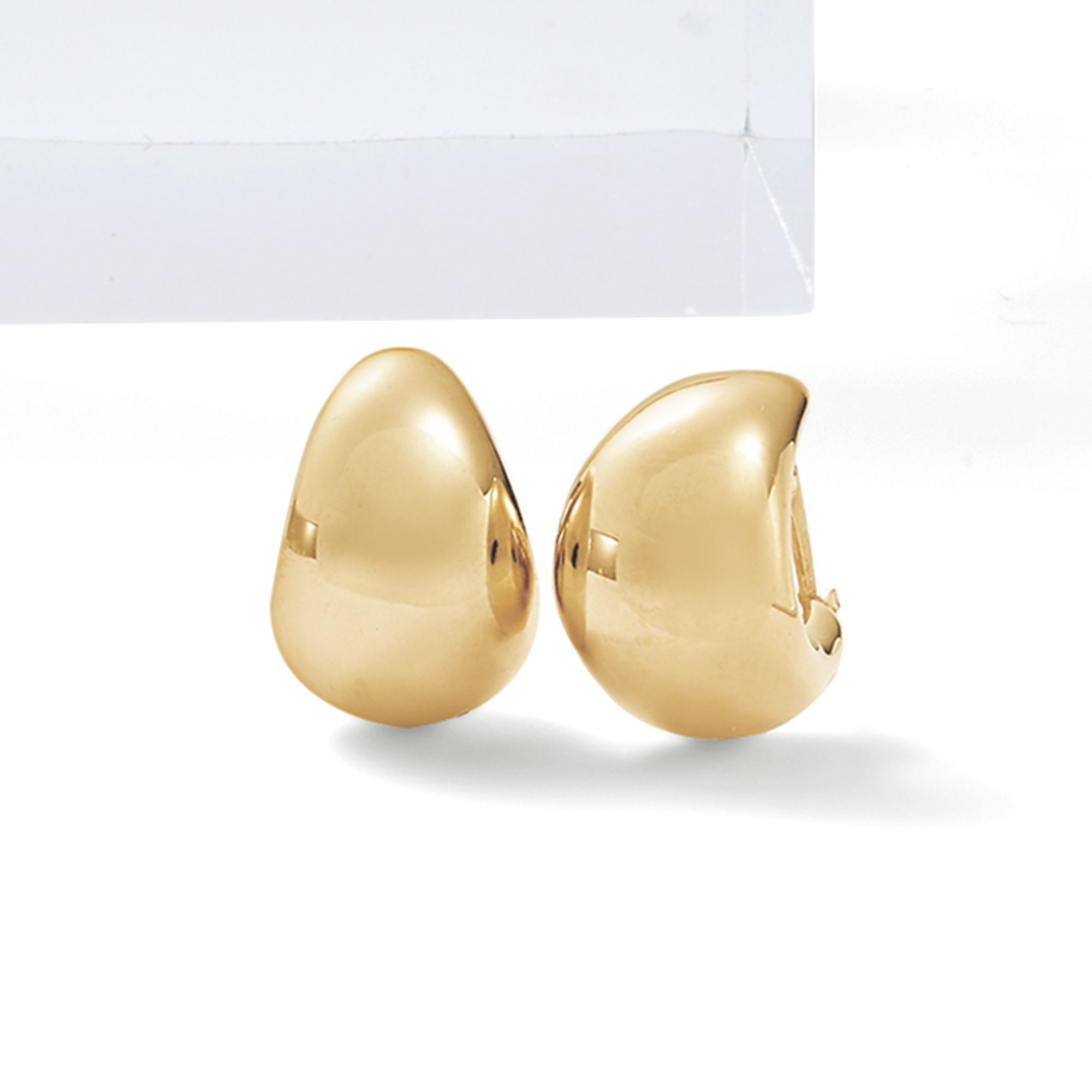 18kt Gold Over Sterling Silver Puffed Dome Hoop Earrings. 1/2