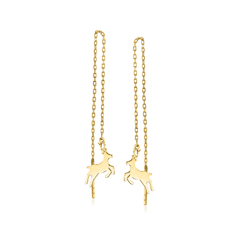 18kt Gold Over Sterling Jewelry Set: Three Pairs of Holiday-Motif Threader Earrings image number 6