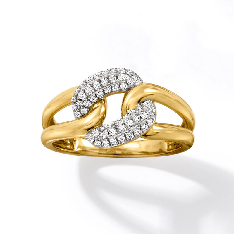 .20 ct. t.w. Pave Diamond Curb-Link Ring in 18kt Yellow Gold image number 3