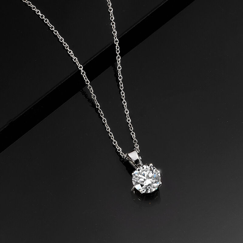 1.00 Carat Lab-Grown Diamond Solitaire Necklace in Sterling Silver. 16&quot; image number 2