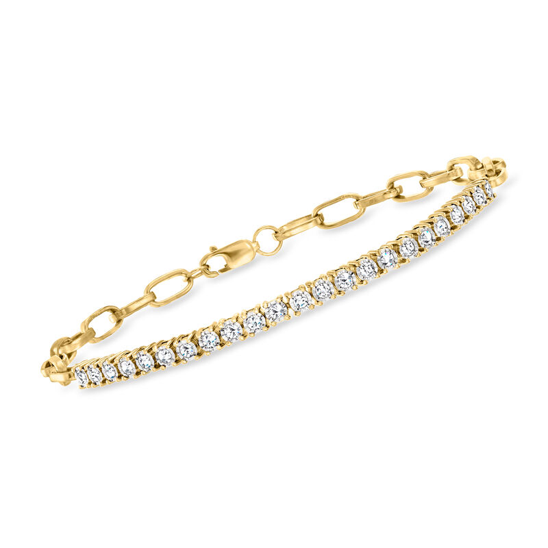 .50 ct. t.w. Diamond Tennis Paper Clip Link Bracelet in 18kt Gold Over Sterling image number 0