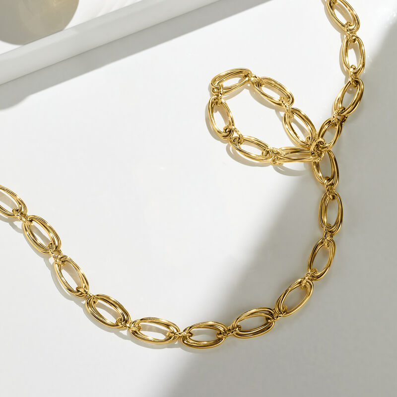 Italian 18kt Yellow Gold Double-Oval Link  Necklace image number 2