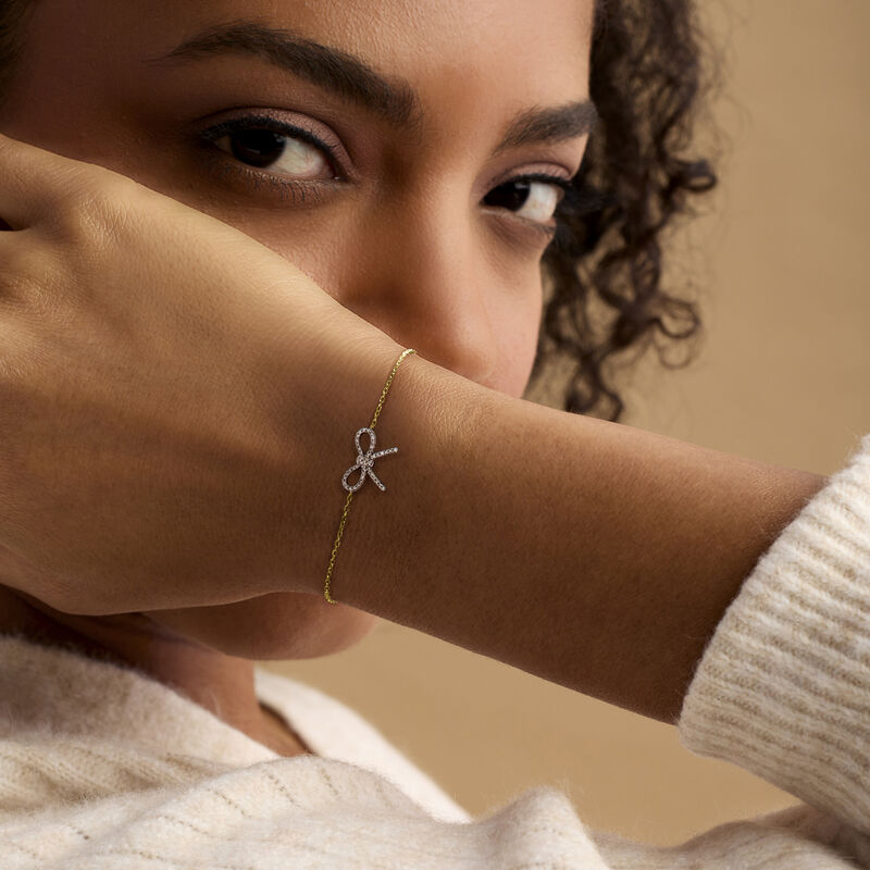 .10 ct. t.w. Diamond Bow Bracelet in 14kt Yellow Gold image number 1