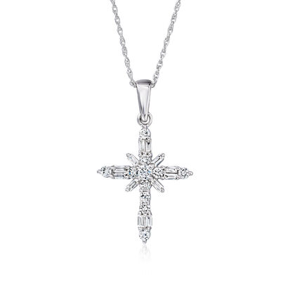 .65 ct. t.w. Lab-Grown Diamond Cross Pendant Necklace in Sterling Silver