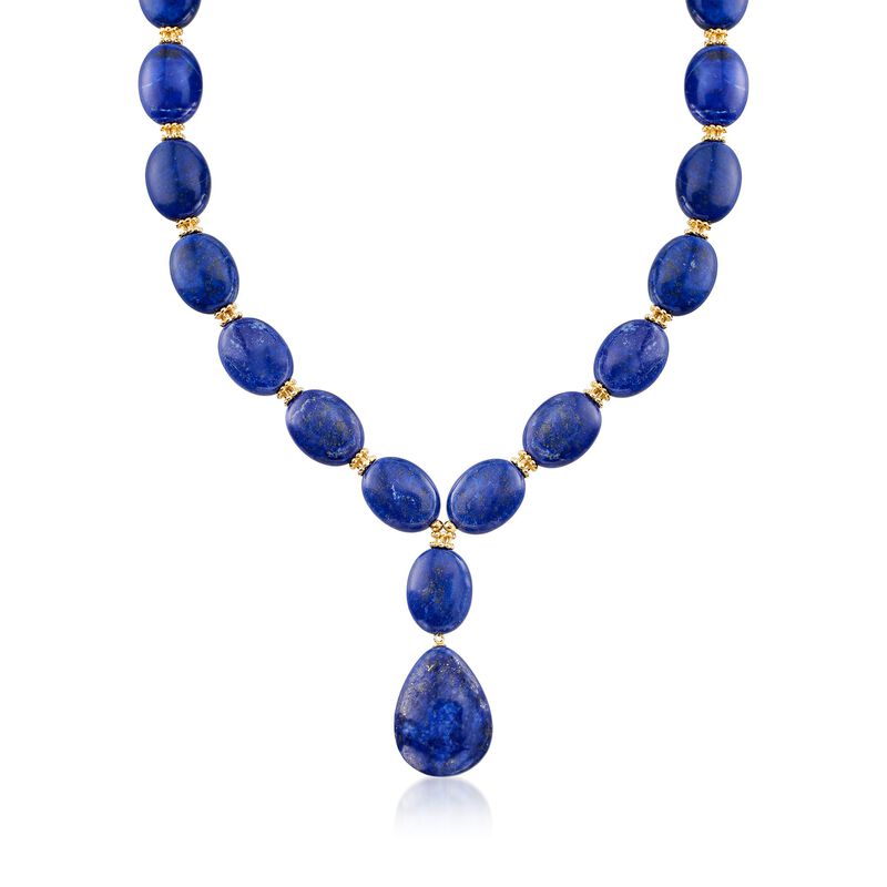 Lapis Bead Y-Necklace with 18kt Gold Over Sterling Silver image number 0