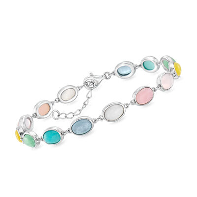 Pastel Multi-Gemstone Bracelet in Sterling Silver