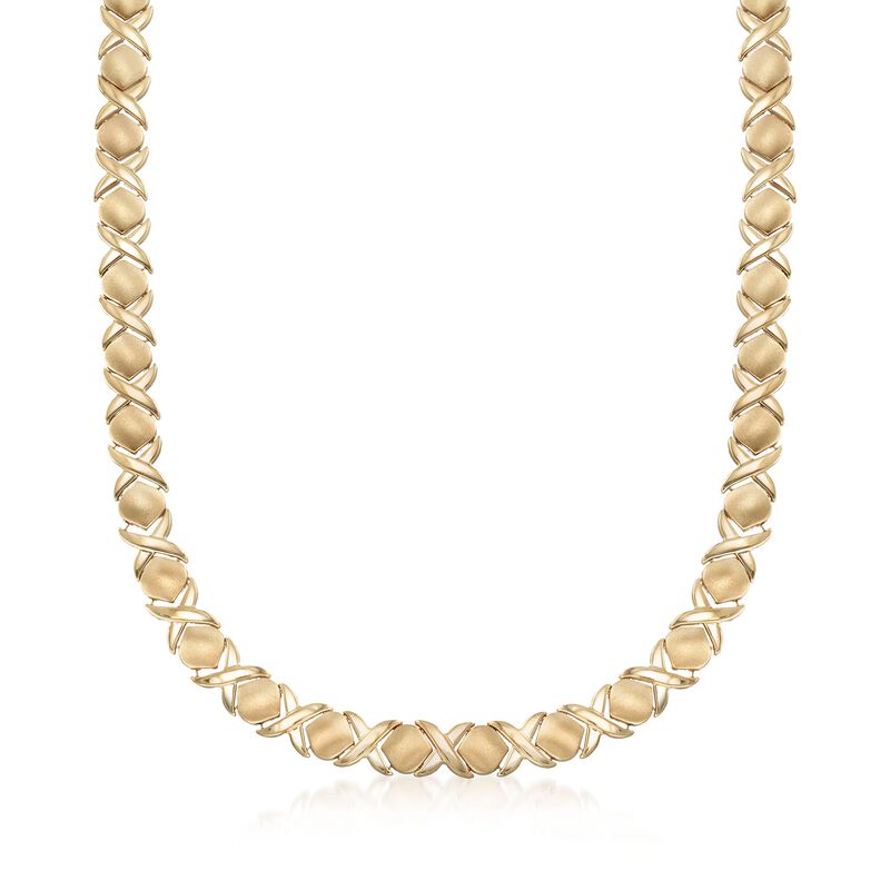 C. 2000 Vintage 14kt Yellow Gold XO Necklace. 19.5&quot; image number 1