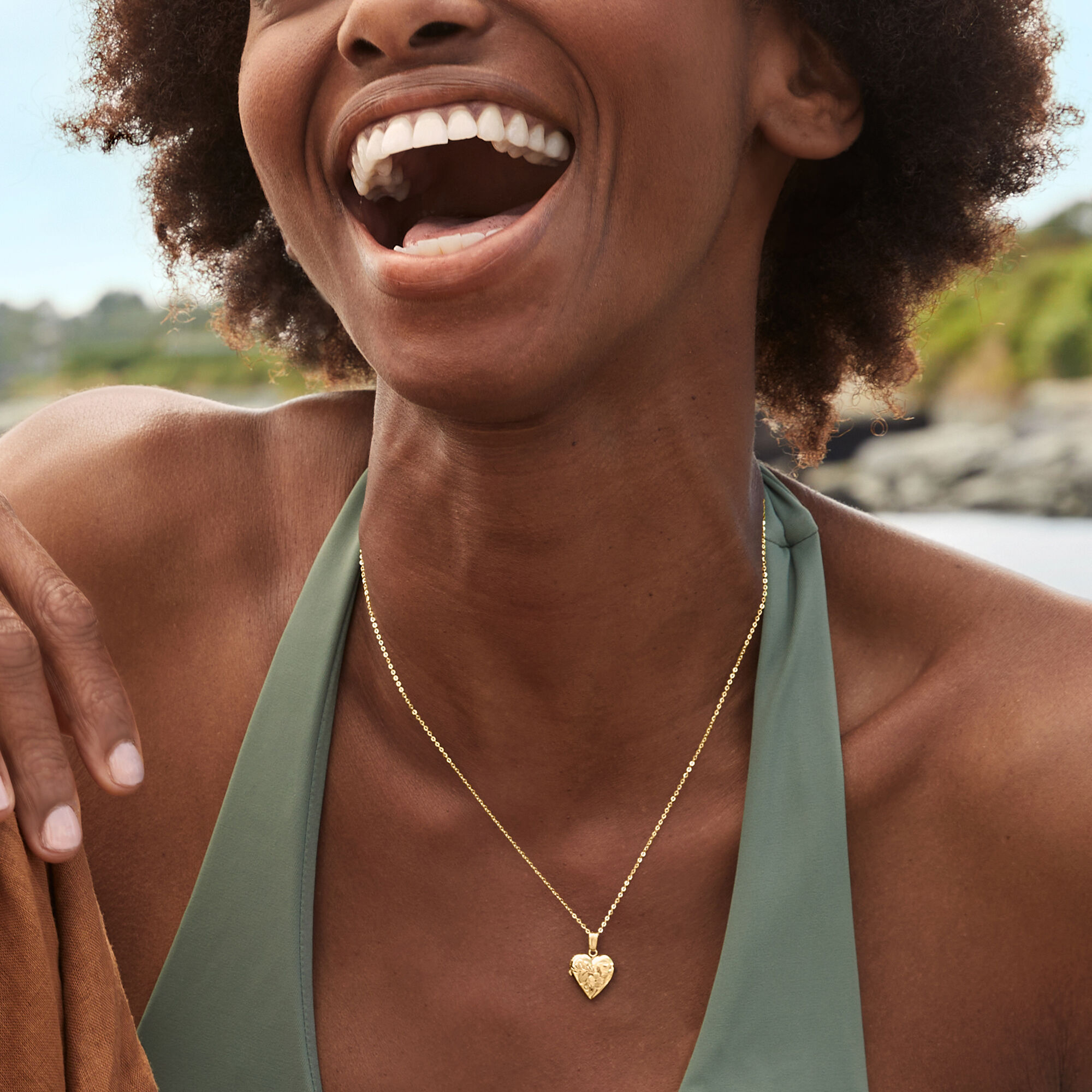 10kt Yellow Gold Floral Heart Locket Necklace | Ross Simons