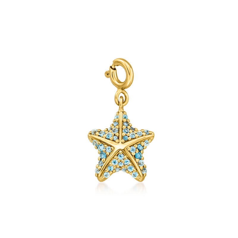 .30 ct. t.w. Swiss and London Blue Topaz Starfish Charm in 18kt Gold Over Sterling  image number 0