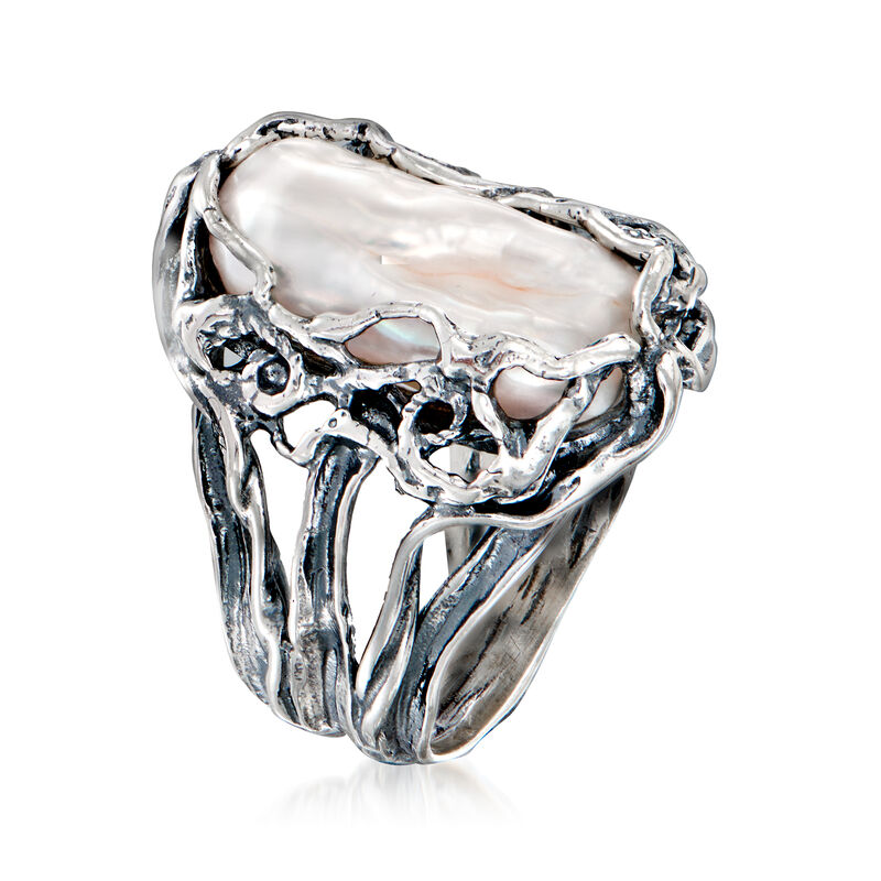 20-23mm Cultured Baroque Pearl Ring in Sterling Silver image number 2