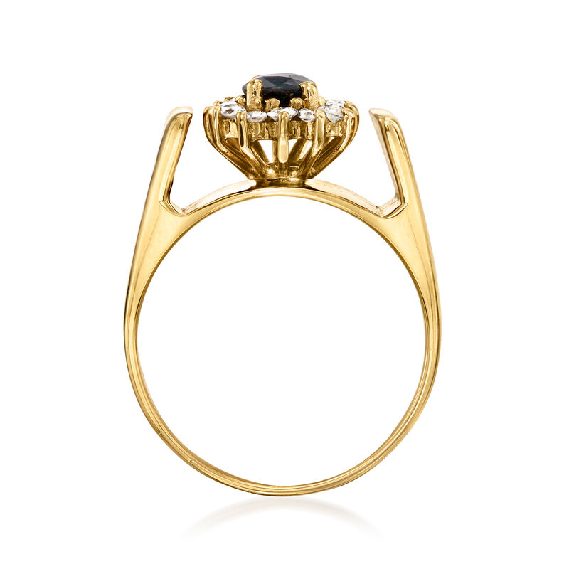 C. 1980 Vintage .40 Carat Sapphire Ring with .35 ct. t.w. Diamonds in 14kt Yellow Gold. Size 5.5 image number 3