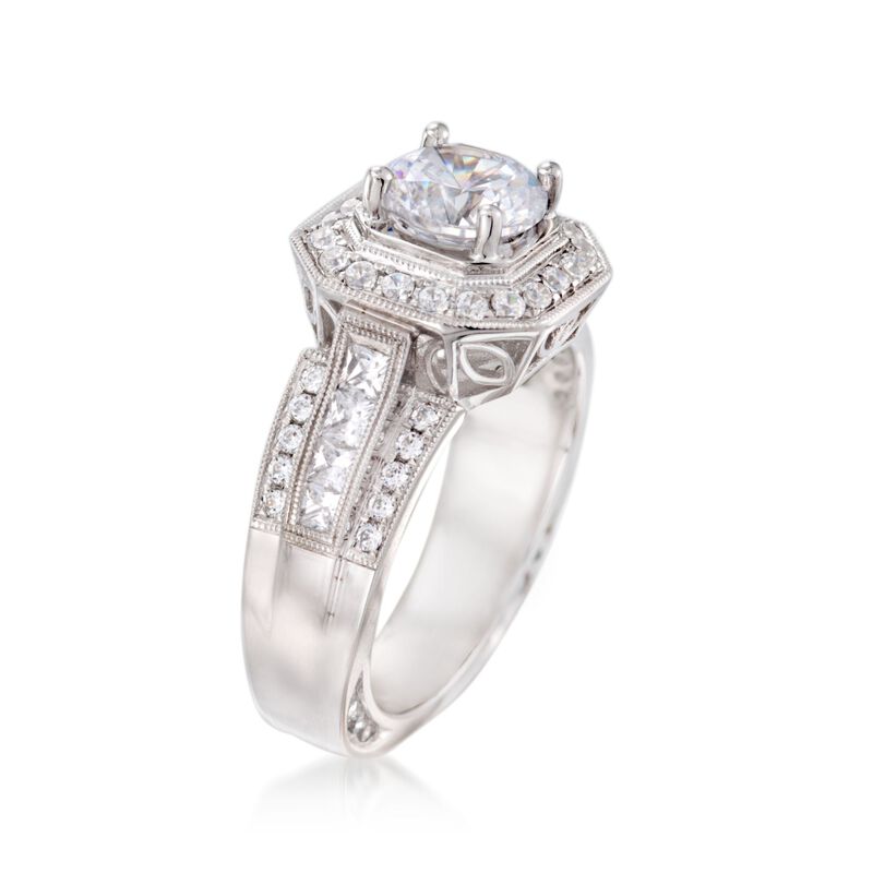 Simon G. 1.00 ct. t.w. Diamond Halo Engagement Ring Setting in 18kt White Gold image number 2