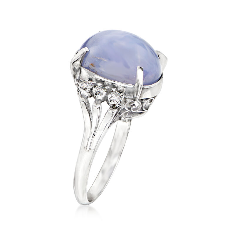 C. 1985 Vintage 10.68 Carat Star Sapphire and .18 ct. t.w. Diamond Ring in Platinum. Size 5.75 image number 2