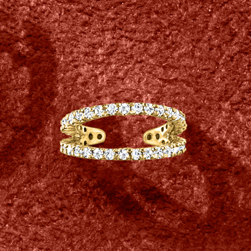 .20 ct. t.w. Diamond Two-Row Single Ear Cuff in 14kt Yellow Gold image number 2