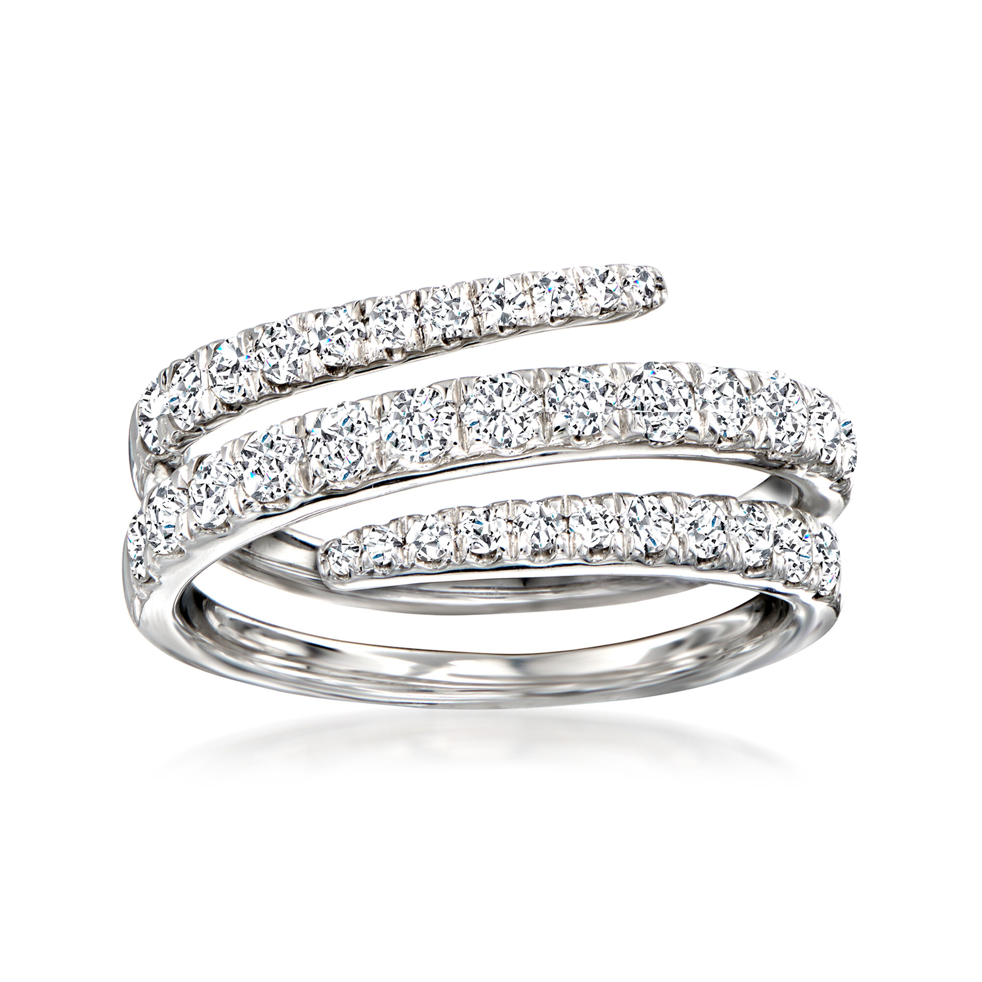 1.00 ct. t.w. Diamond Spiral Bypass Ring in Sterling Silver | Ross