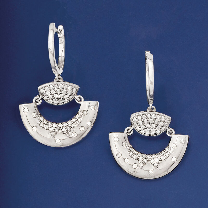 .65 ct. t.w. Diamond Fan Drop Earrings in Sterling Silver image number 3