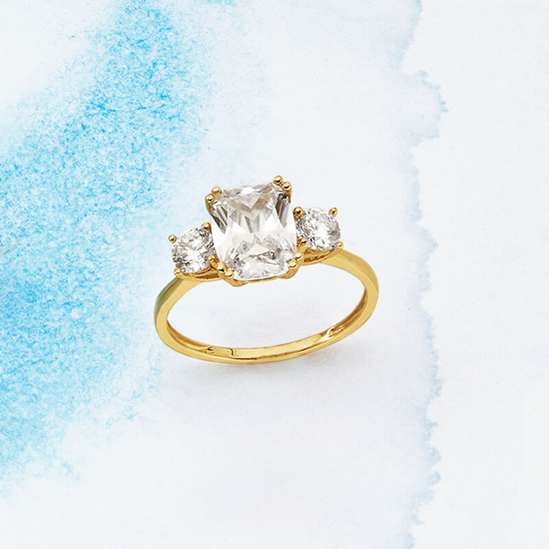 3.50 ct. t.w. CZ Three-Stone Ring in 14kt Yellow Gold image number 4