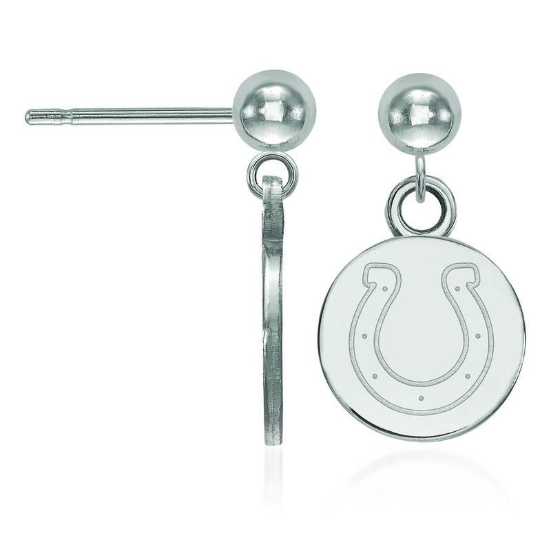 14kt White Gold NFL Indianapolis Colts Dangle Ball Stud Earrings image number 1