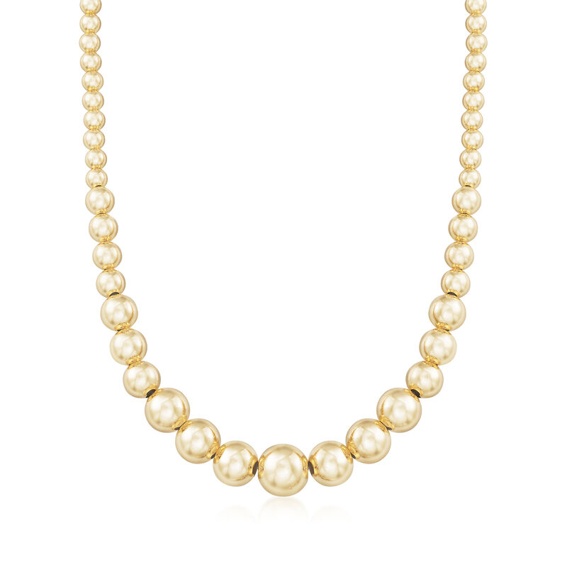 Italian 6-14mm 18kt Gold Over Sterling Silver Bead Graduated Necklace. 20&quot; image number 1