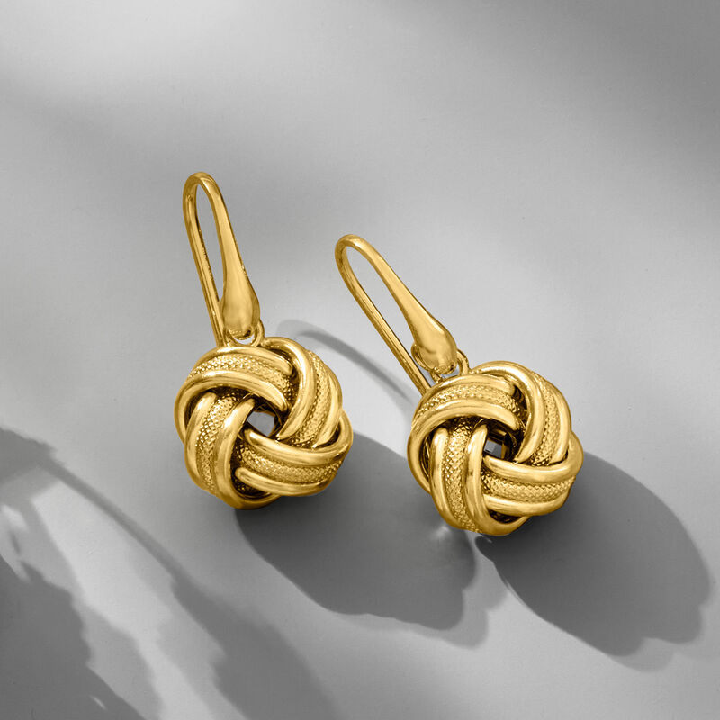 18kt Gold Over Sterling Love Knot Drop Earrings image number 3
