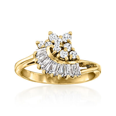 C. 1980 Vintage .80 ct. t.w. Diamond Cluster Ring in 18kt Yellow Gold