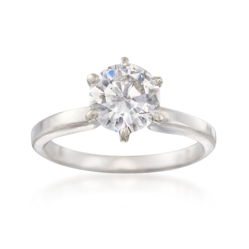C. 2000 Vintage 1.35 Carat Diamond Solitaire Ring in 14kt White Gold. Size 5 image number 0