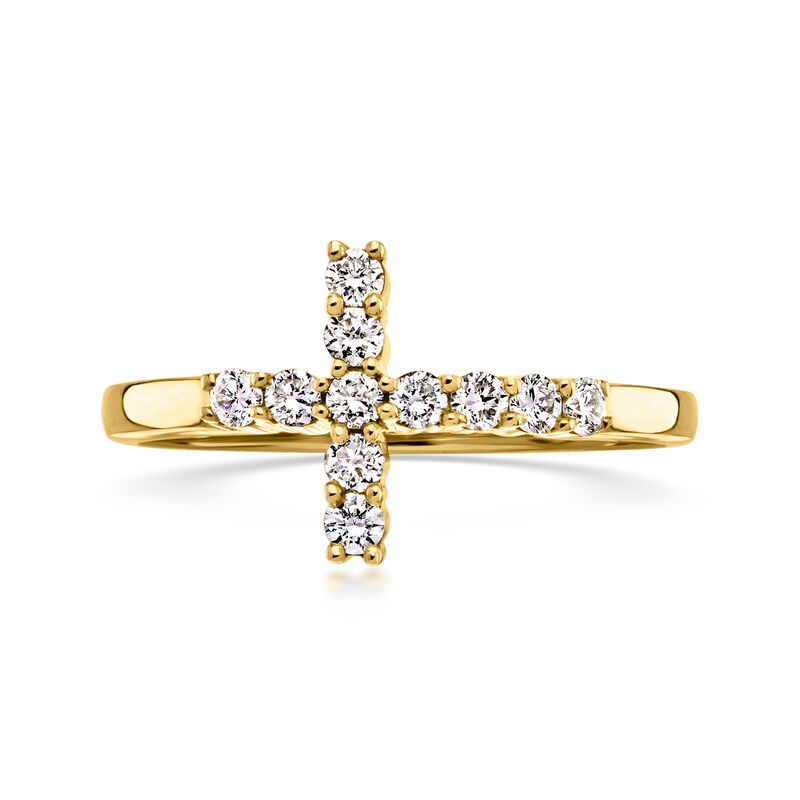 .33 ct. t.w. Lab-Grown Diamond Sideways Cross Ring in 18kt Gold Over Sterling image number 0