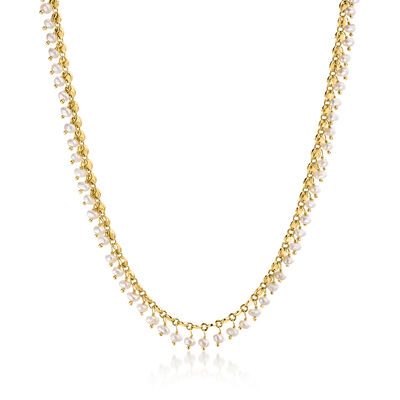 3.5mm Cultured Pearl Necklace in 18kt Gold Over Sterling