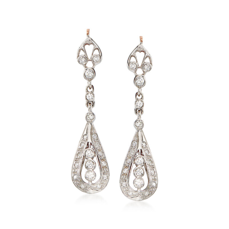 C. 2000 Vintage .70 ct. t.w. Diamond Drop Earrings in 14kt Two-Tone Gold image number 0