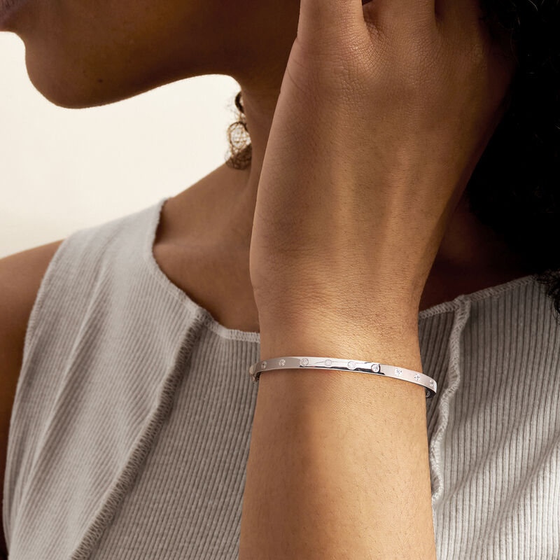 .50 ct. t.w. Lab-Grown Diamond Dotted Bangle Bracelet in Sterling Silver. 7" image number 1