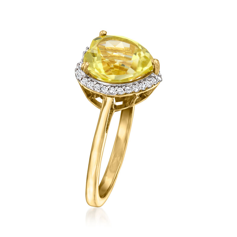 2.70 Carat Lemon Quartz and .10 ct. t.w. White Zircon Heart Ring in 18kt Gold Over Sterling image number 2