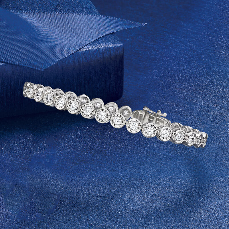 3.00 ct. t.w. Bezel-Set Diamond Tennis Bracelet in Sterling Silver image number 2
