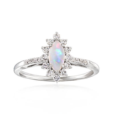 C. 2000 Vintage Opal Ring with .40 ct. t.w. Diamonds in 14kt White Gold
