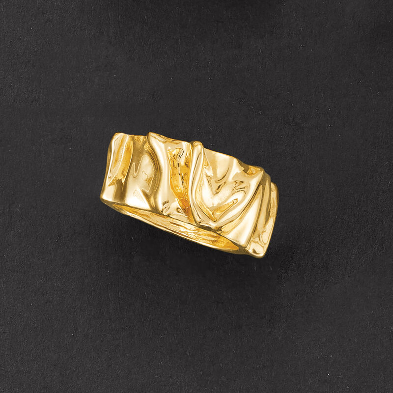 Italian 18kt Gold Over Sterling Crinkle-Style Ring image number 3